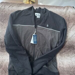 Original Penguin Black and Gray Zip-Up Jacket